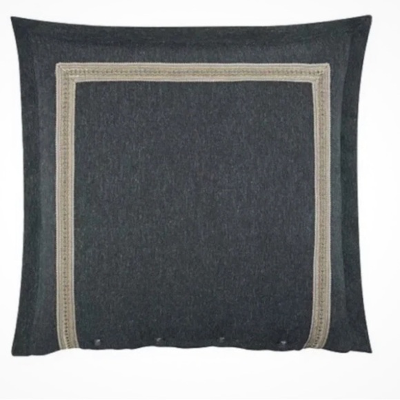 NWT,Rose Tree Luxury Quinn Peacock Poly/Linen Euro Shams,Set of 2 NIP Gray - Picture 5 of 8